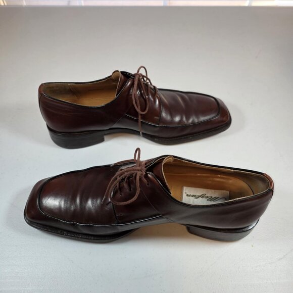 MEZLAN MEDOLLA MENS LEATHER SHOES BROWN SQUARE TOED SIZE 9.5 MADE IN SPAIN - Picture 4 of 11